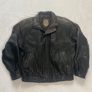 Vintage Members Only Bomber Jacket Mens Medium Black Brown Leather Full Zip